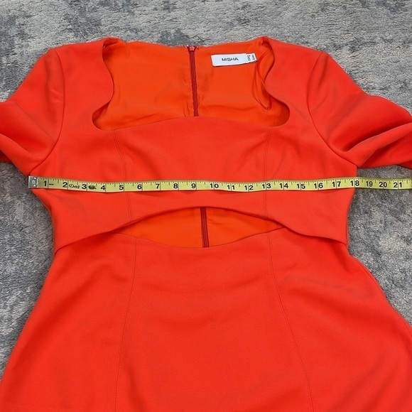 New Misha Hazel Cutout Long Sleeve Cocktail Dress Mini Orange Tangerine Sz 10 - Picture 9 of 11